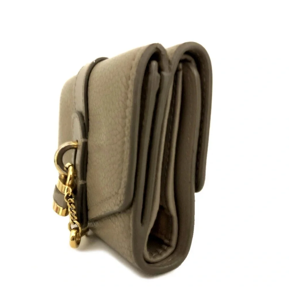 🔥Chloe🔥 Paddington 🔒 Taupe Pebble Leather Wallet - Picture 3 of 10